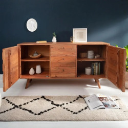 Buffet acacia massif 3 tiroirs MYSTIC LIVING 145cm
