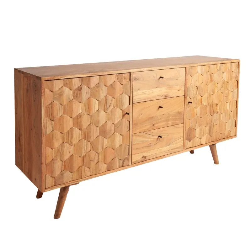 Buffet acacia massif 3 tiroirs MYSTIC LIVING 145cm