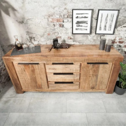 Buffet manguier naturel IRON CRAFT 175cm 3 tiroirs