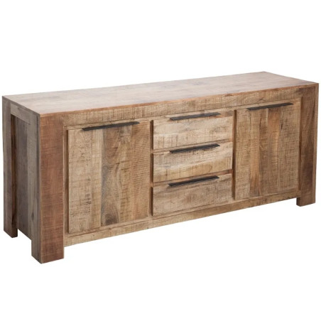 Buffet manguier naturel IRON CRAFT 175cm 3 tiroirs