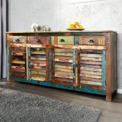 Buffet en bois recyclé multicolore JAKARTA 160cm 4 portes