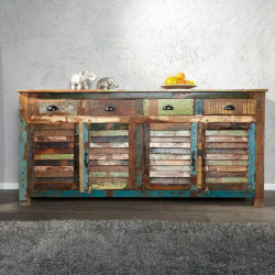 Buffet en bois recyclé multicolore JAKARTA 160cm 4 portes