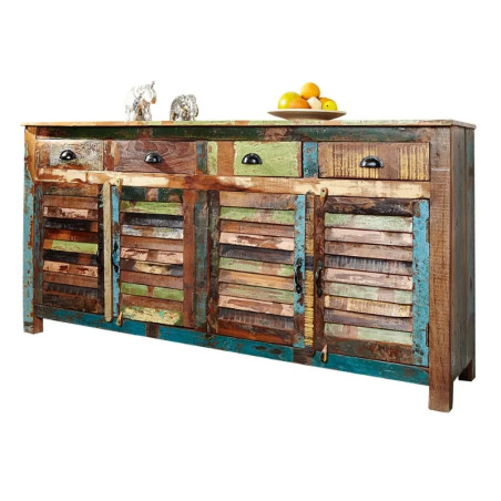 Buffet en bois recyclé multicolore JAKARTA 160cm 4 portes