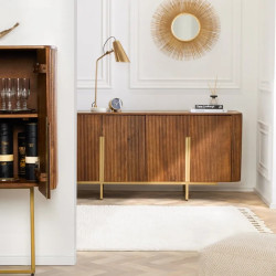 Buffet en manguier et métal GATSBY 160cm style rétro