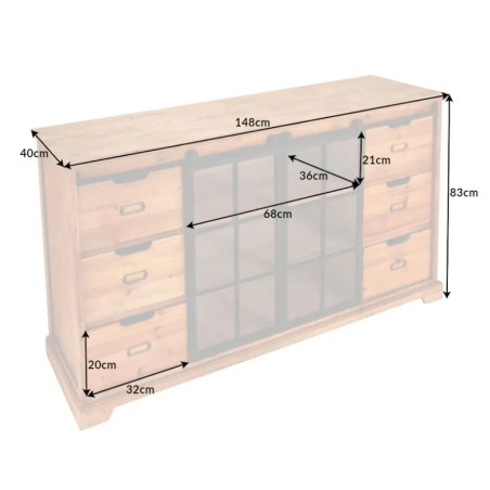 Buffet industriel en pin HERITAGE 150cm