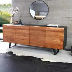 Buffet design en acacia massif ORGANIC ARTWORK 180cm 4 portes