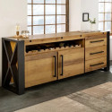 Buffet industriel pin et métal THOR 195cm