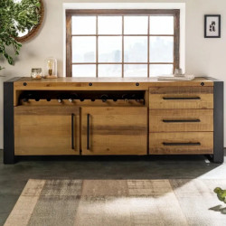 Buffet industriel pin et métal THOR 195cm