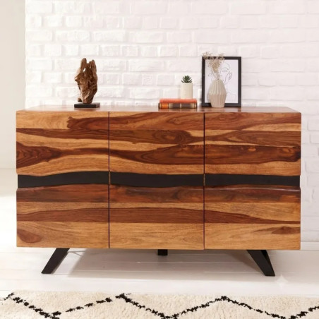 Buffet en palissandre bords naturels 3 portes AMAZONAS 150cm
