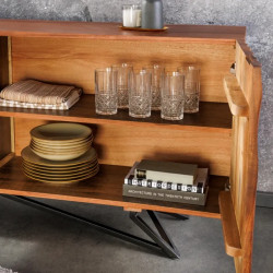 Buffet design en manguier massif ZEN 180cm 4 portes