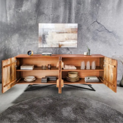 Buffet design en manguier massif ZEN 180cm 4 portes