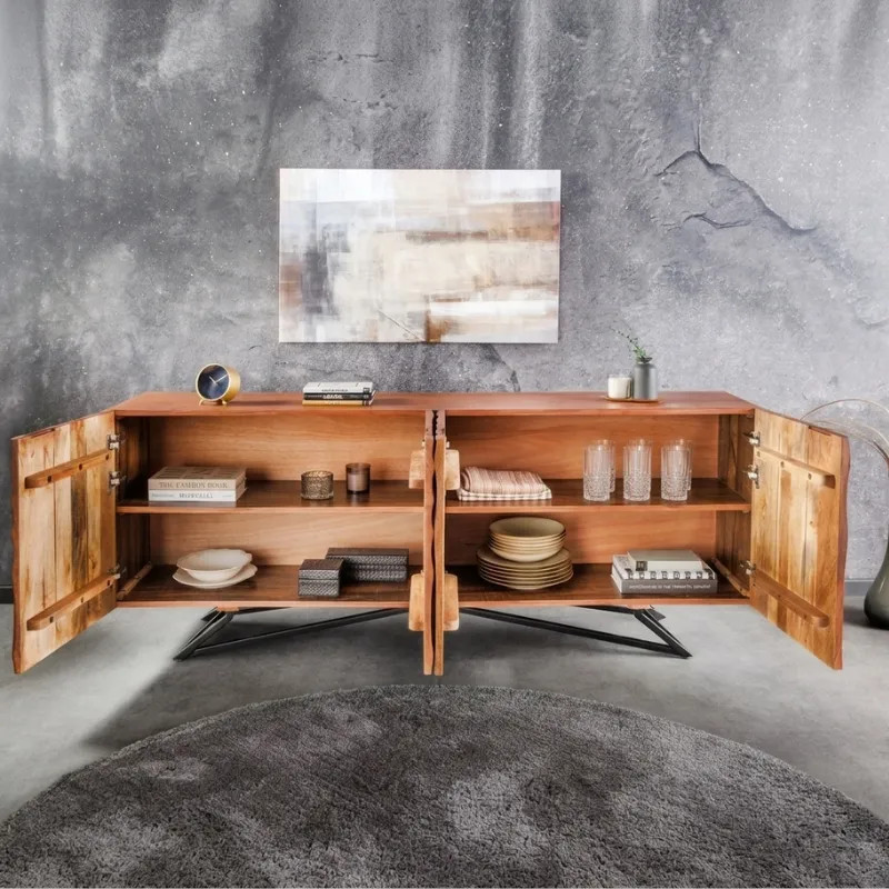 Buffet design en manguier massif ZEN 180cm 4 portes