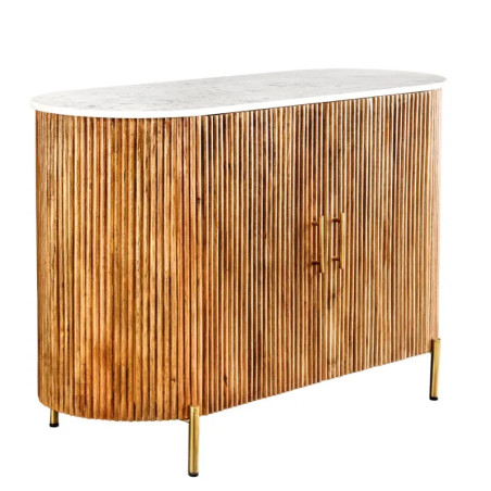 Buffet manguier massif et effet marbre CHIC 105cm 2 portes