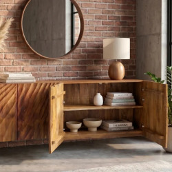 Buffet suspendu en manguier massif SCORPION 180cm 4 portes