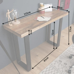 Console industrielle manguier et métal IRON CRAFT 115cm