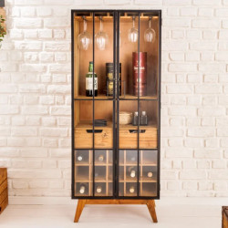 Vitrine bar en sapin massif et métal SEVEN SEAS 60cm