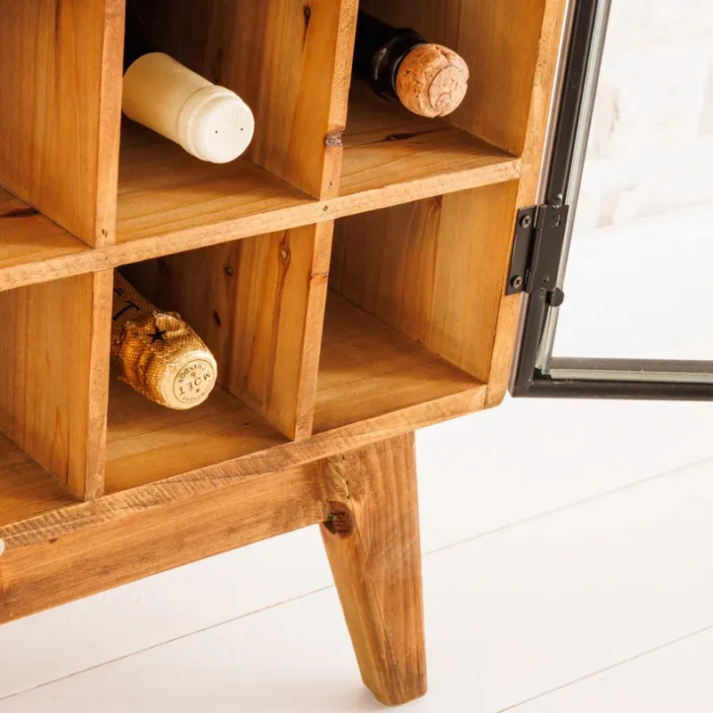 Vitrine bar en sapin massif et métal SEVEN SEAS 60cm