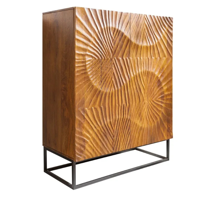 Armoire en manguier sculpté et métal SCORPION 100cm