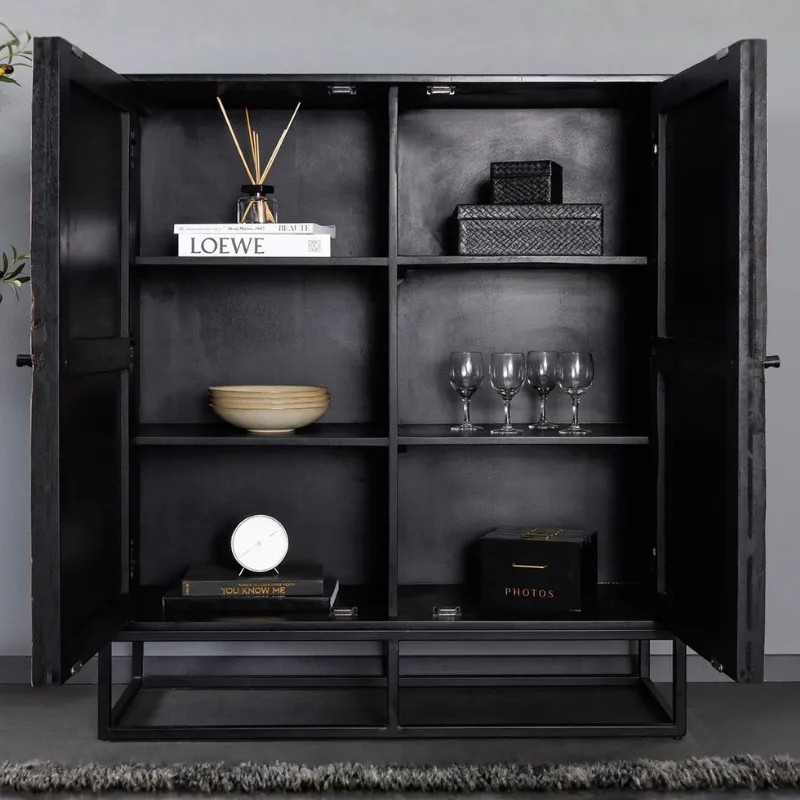 Armoire bois noir teck BARRACUDA 100cm 2 portes