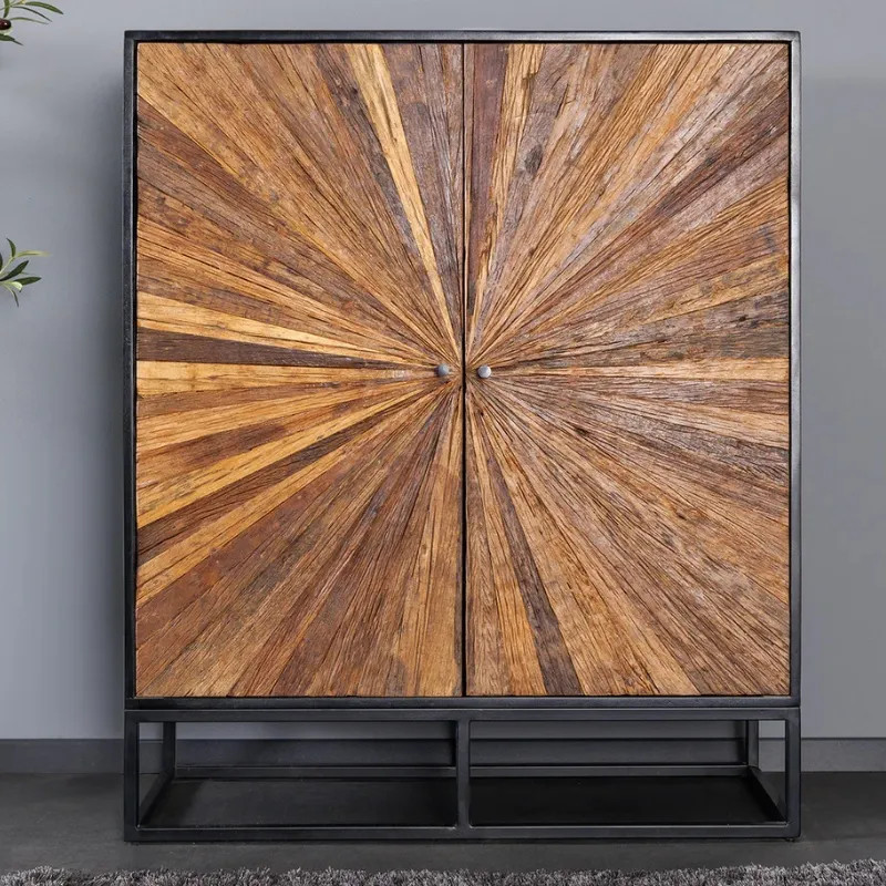 Armoire bois noir teck BARRACUDA 100cm 2 portes