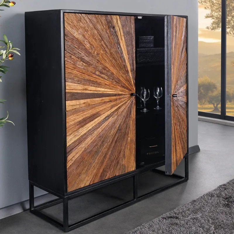 Armoire bois noir teck BARRACUDA 100cm 2 portes