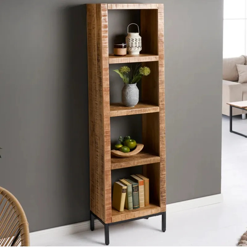 Étagère colonne en manguier IRON CRAFT 40cm style industriel