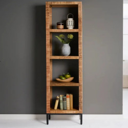 Étagère colonne en manguier IRON CRAFT 40cm style industriel