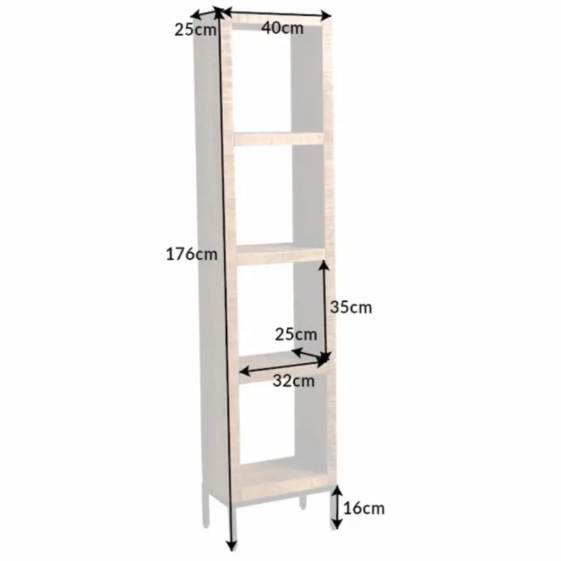 Étagère colonne en manguier IRON CRAFT 40cm style industriel