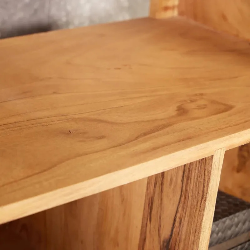 Étagère originale en acacia massif CUBUS 88cm pied métal