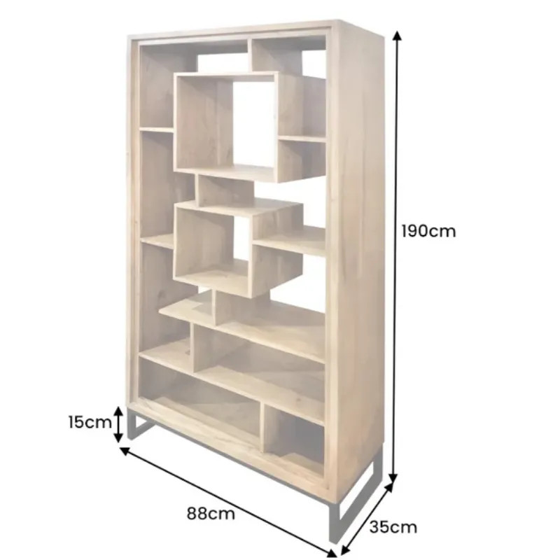 Étagère originale en acacia massif CUBUS 88cm pied métal