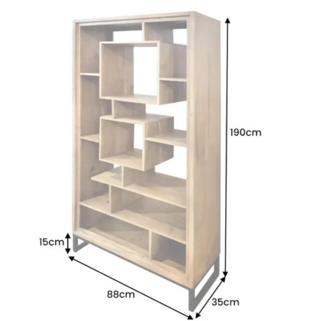 Étagère originale en acacia massif CUBUS 88cm pied métal