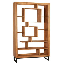 Étagère originale en acacia massif CUBUS 88cm pied métal
