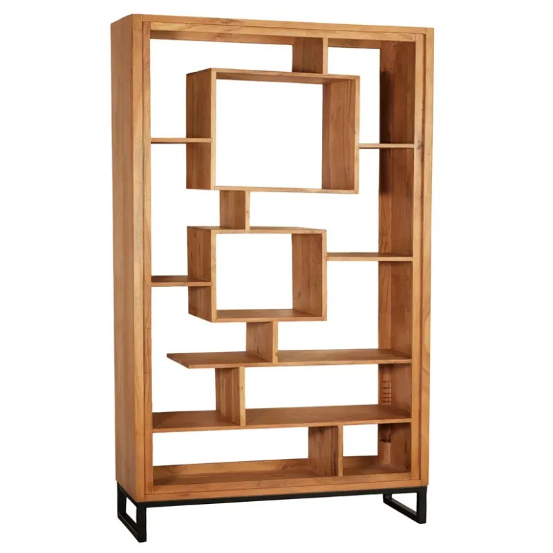 Étagère originale en acacia massif CUBUS 88cm pied métal