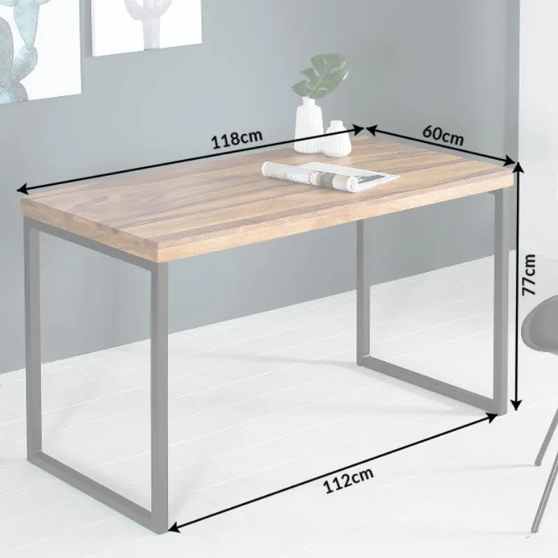 Bureau industriel en palissandre et métal ELEMENTS 120cm