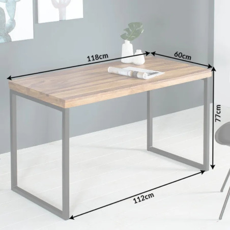 Bureau industriel en palissandre et métal ELEMENTS 120cm
