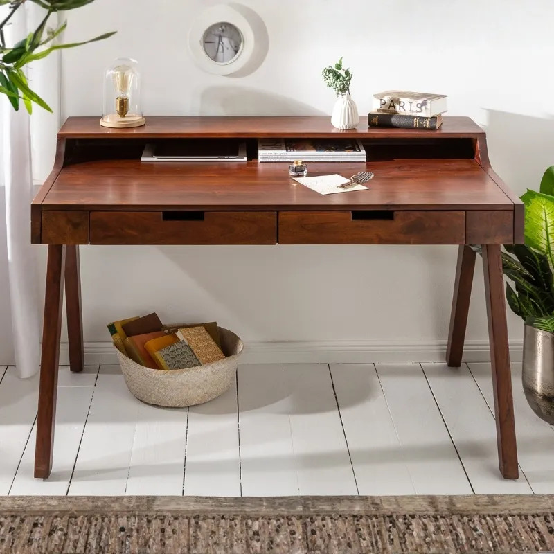 Bureau en acacia marron MONSOON 100cm 2 tiroirs