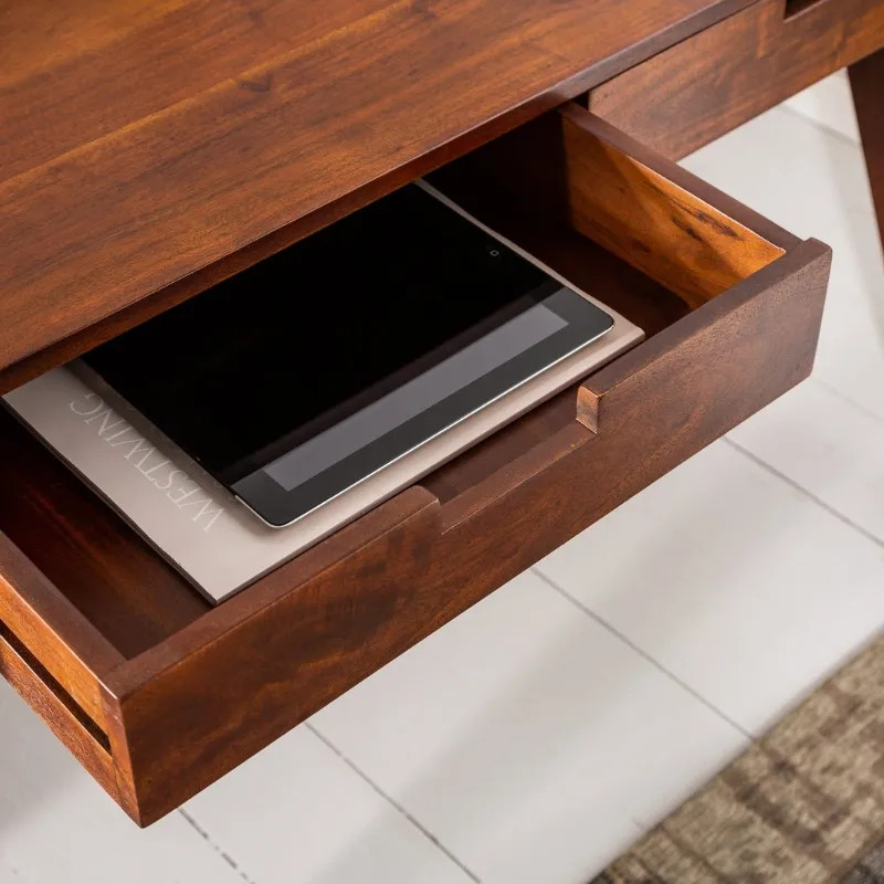Bureau en acacia marron MONSOON 100cm 2 tiroirs