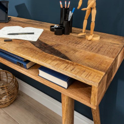 Bureau en manguier massif RETRO 120cm 1 tiroir