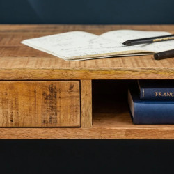 Bureau en manguier massif RETRO 120cm 1 tiroir