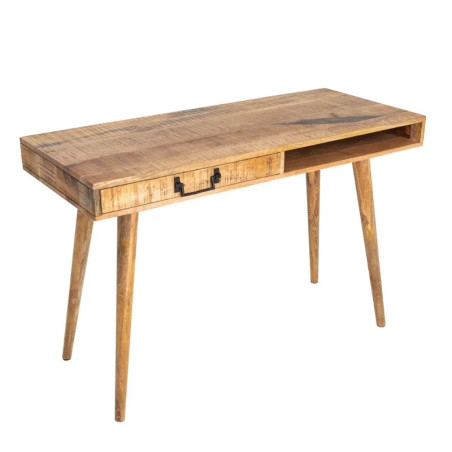 Bureau en manguier massif RETRO 120cm 1 tiroir