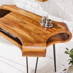 Bureau orignal en palissandre ORGANIC LIVING 120cm pieds métal