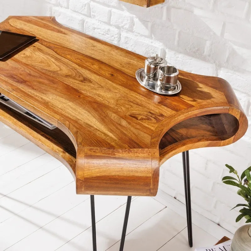 Bureau orignal en palissandre ORGANIC LIVING 120cm pieds métal