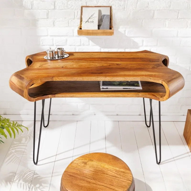 Bureau orignal en palissandre ORGANIC LIVING 120cm pieds métal