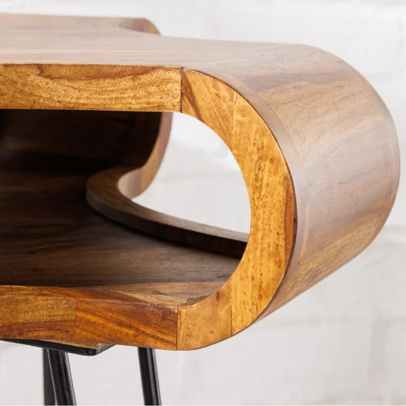 Bureau orignal en palissandre ORGANIC LIVING 120cm pieds métal