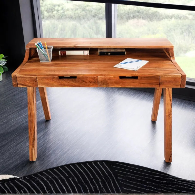 Bureau acacia massif MONSOON 100cm 2 tiroirs
