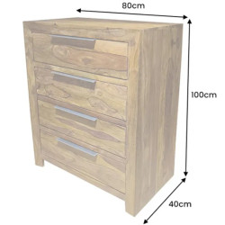 Commode chiffonnier palissandre PURE 100cm 4 tiroirs