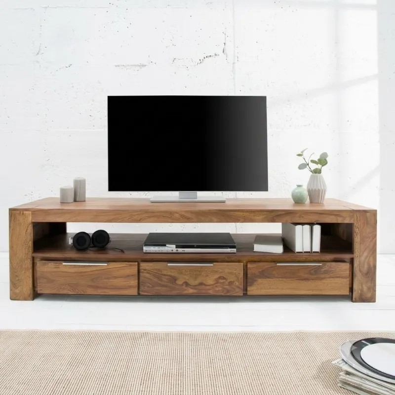 Meuble TV palissandre MAKASSAR 170cm 3 tiroirs