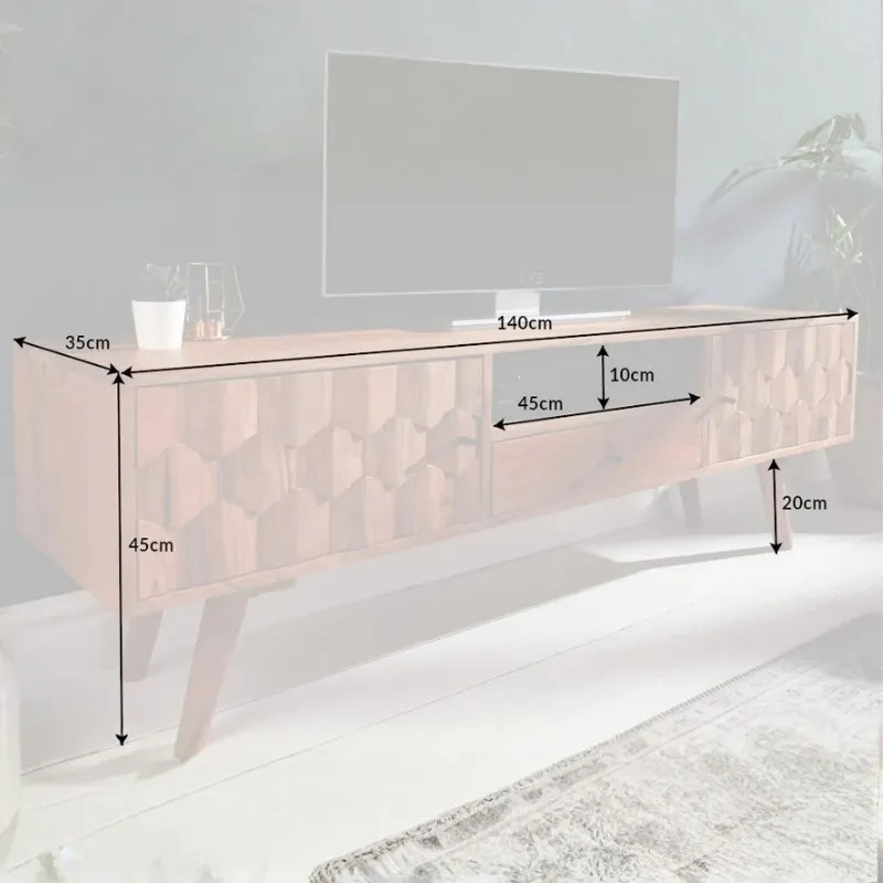Meuble TV scandinave en acacia MYSTIC LIVING 140cm
