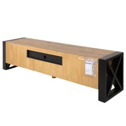 Meuble TV industriel en pin et métal THOR 200cm