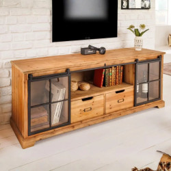 Meuble TV industriel pin et métal HERITAGE 160cm